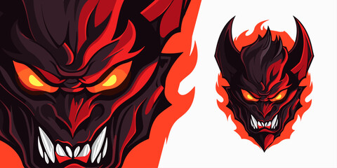 Bold Crimson Devil Mascot: Eye-catching Vector Graphic for Competitive Gaming and Sports