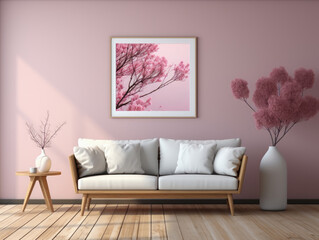 Modern interior natural pastel colors room background, Mockups Design 3D, High-quality Mockups, Generative Ai