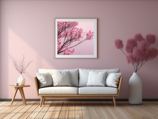Modern interior natural pastel colors room background, Mockups Design 3D, High-quality Mockups, Generative Ai
