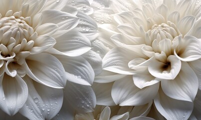  a close up of white flowers with water droplets on them.  generative ai