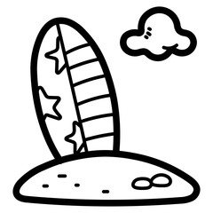 Surfboard line icon style