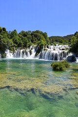 Skradinski Buk waterfall, Croatia, tourist attraction, water cascades,