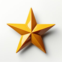 Yellow volumetric star on a white background, 3D. AI generative.