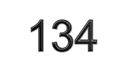 134 black lettering white background year number