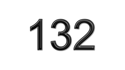 132 black lettering white background year number