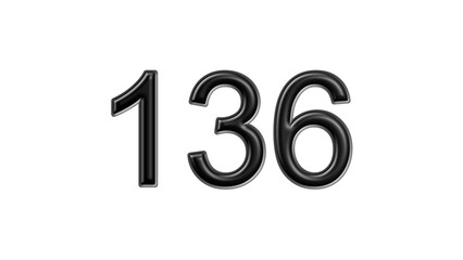 136 black lettering white background year number