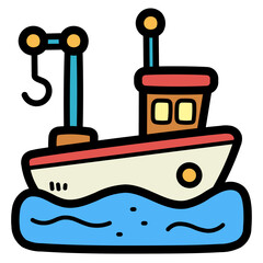 Fishing boat filled outline icon style