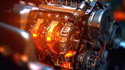 Fototapeta na wymiar Close-up modern electric car engine
