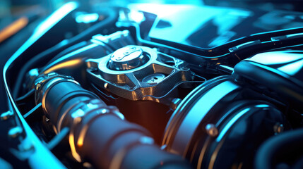 Close-up modern electric car engine