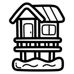 stilt house line icon style