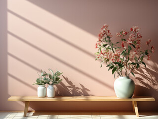 Wall Mock up In Minimalist Home Interior Background, Mockups Design 3D, High-quality Mockups, Generative Ai