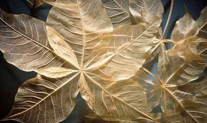  a close up of a leafy plant on a blue background with sunlight coming through the leaves to the center of the leafy plant.  generative ai