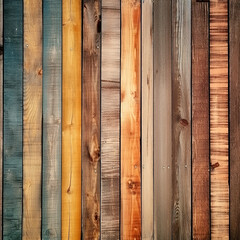 Creative Wood Colorful Background. Abstract pattern of wooden planks. Generative AI
