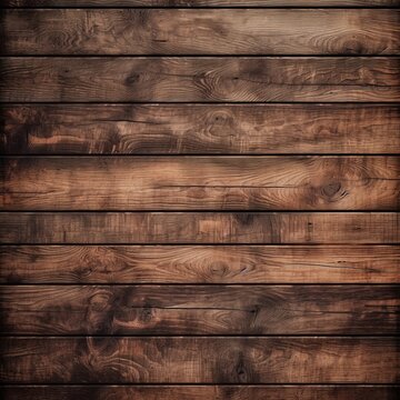 Brown background with natural wood texture. Horizontal wood panel with a dark pattern ideally shaped for interior decoration, wallpaper decoration, photo zone, covering. Generative AI