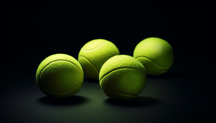 Selective focus on tennis ball, success in competition generated by AI