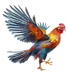 Rooster isolated on the transparent background PNG.  AI generative.	
