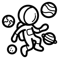 Space Travel line icon style