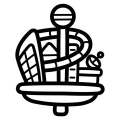 space colony line icon style