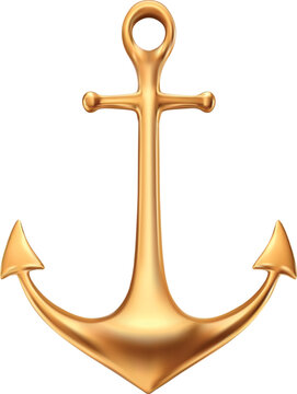 Golden anchor on a white background. Vector EPS-10