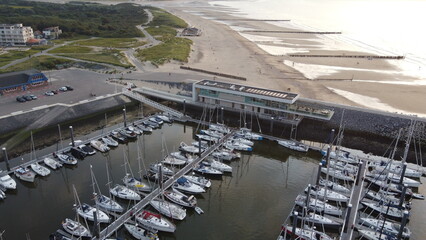 Aerial view of Cadzand harbour in the Netherlands