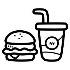 fast food line icon style