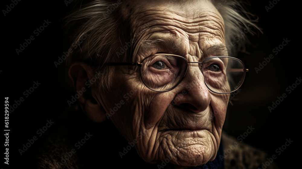 Wall mural sad old person fighting dementia