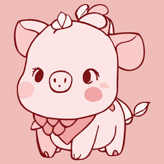 Piggy vector illustration for children, nice animal, eps 10