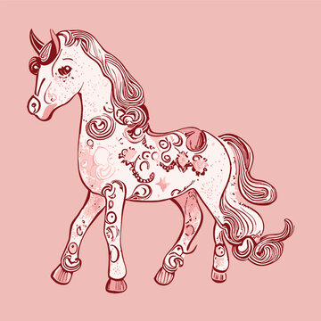 Horse vector illustration for children, nice animal, eps 10