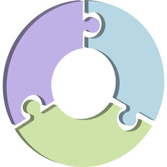 Infographic 3D Pie Flow Chart Jigsaw Puzzle Cycle Diagram with 3 Sections