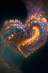 galaxies spirals space nebulae stars smoke iridescent intricate detail in the shape of a heart octane render 8k 