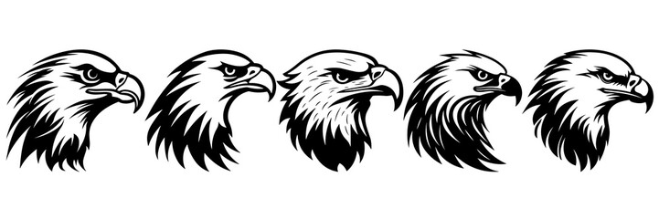 Eagle silhouettes set, large pack of vector silhouette design, isolated white background