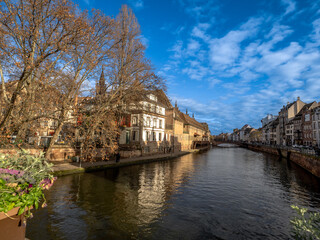 Traditionelle Fachwerkhäuser im Grachtenviertel La Petite France in Straßburg, UNESCO-Welterbe, Elsass, Frankreich