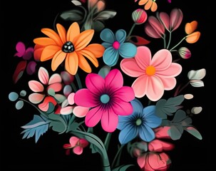Fototapeta na wymiar beautiful flowers on dark background
