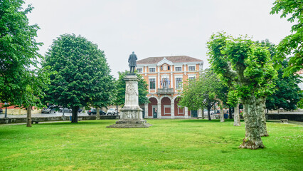 Panoramic of the town of Colombres with its colored buildings