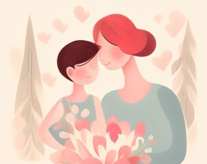 happy mothers day, greeting card with cute little girl.