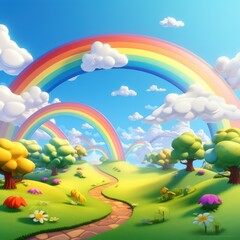 Obraz na płótnie Canvas Cartoon style rainbow background