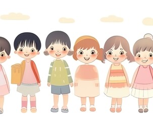 cartoon character of a group of kids