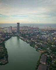 Elevated Vistas: Majestic Cityscape and Evening Lights from Above