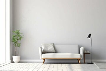 modern living room with scandinavian style sofa. Generate AI