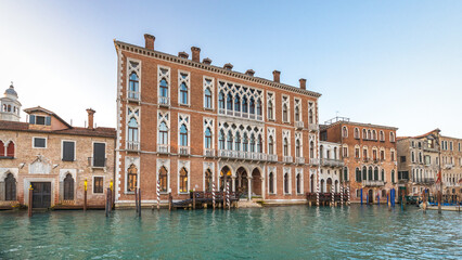 Naklejka premium The Grand Canal in Venice at a beautiful sunny morning, Italy, Europe.