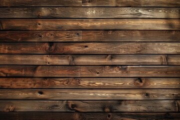 Wooden texture of brown wooden planks with knots and nail holes.