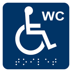 Toilet sign for handicapped people with Braille writing