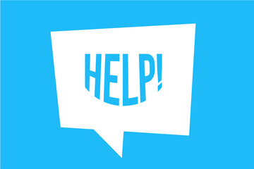blue help sign on a white box