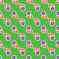 Vibrant Y2K floral pattern. Funny funky retro flowers background