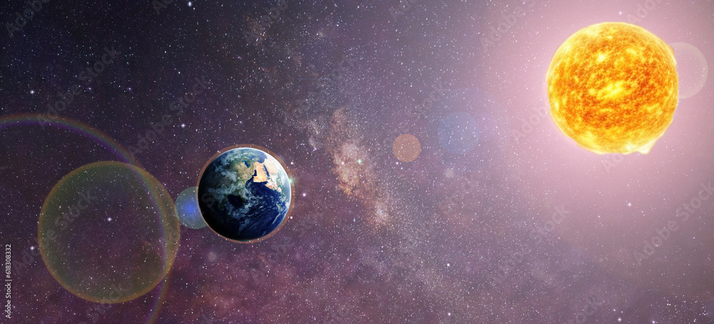 Canvas Prints solar system with a view of the sun and planet earth