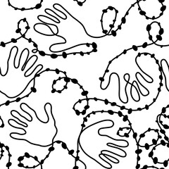 Abstract stripes seamless handprint line art pattern for wrapping paper and fabrics and linens and kids clothes print