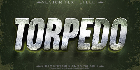 Torpedo text effect, editable metallic and shiny text style