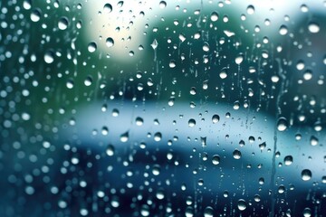 water drops on the window pane make blurred vision AI Generated