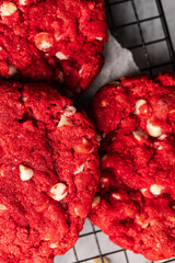 Close up red velvet cookies