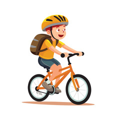 kid boy riding bicycle vector flat minimalistic isolated illustration
